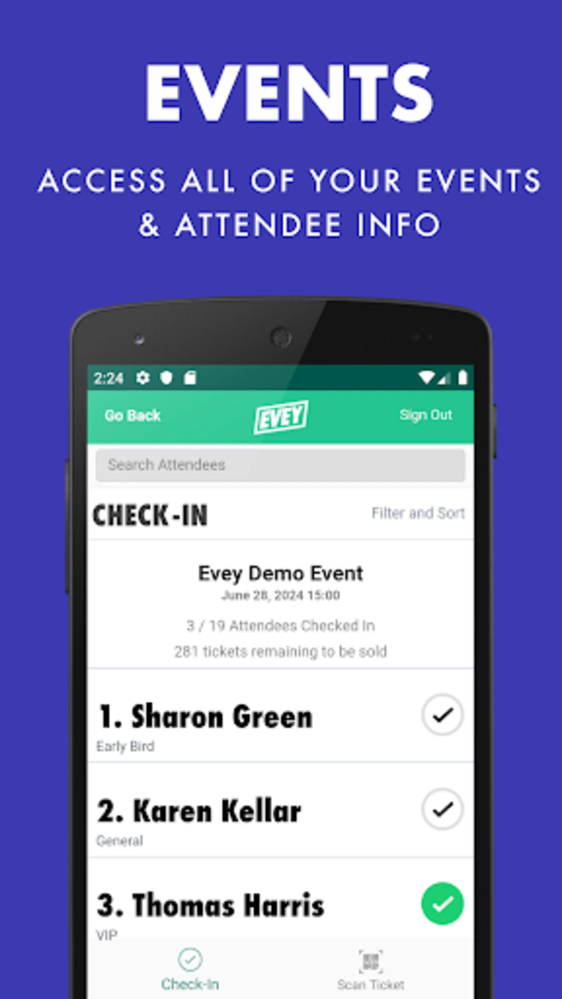 Evey Events - Check-In Manager 2.7.5 Old Version For Window screenshot