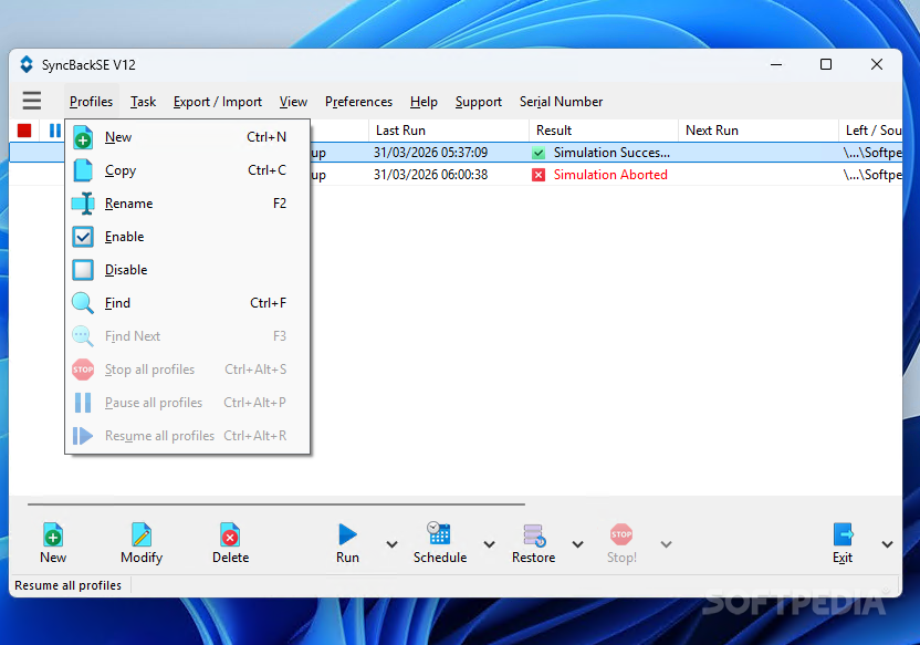 SyncBackSE screenshot