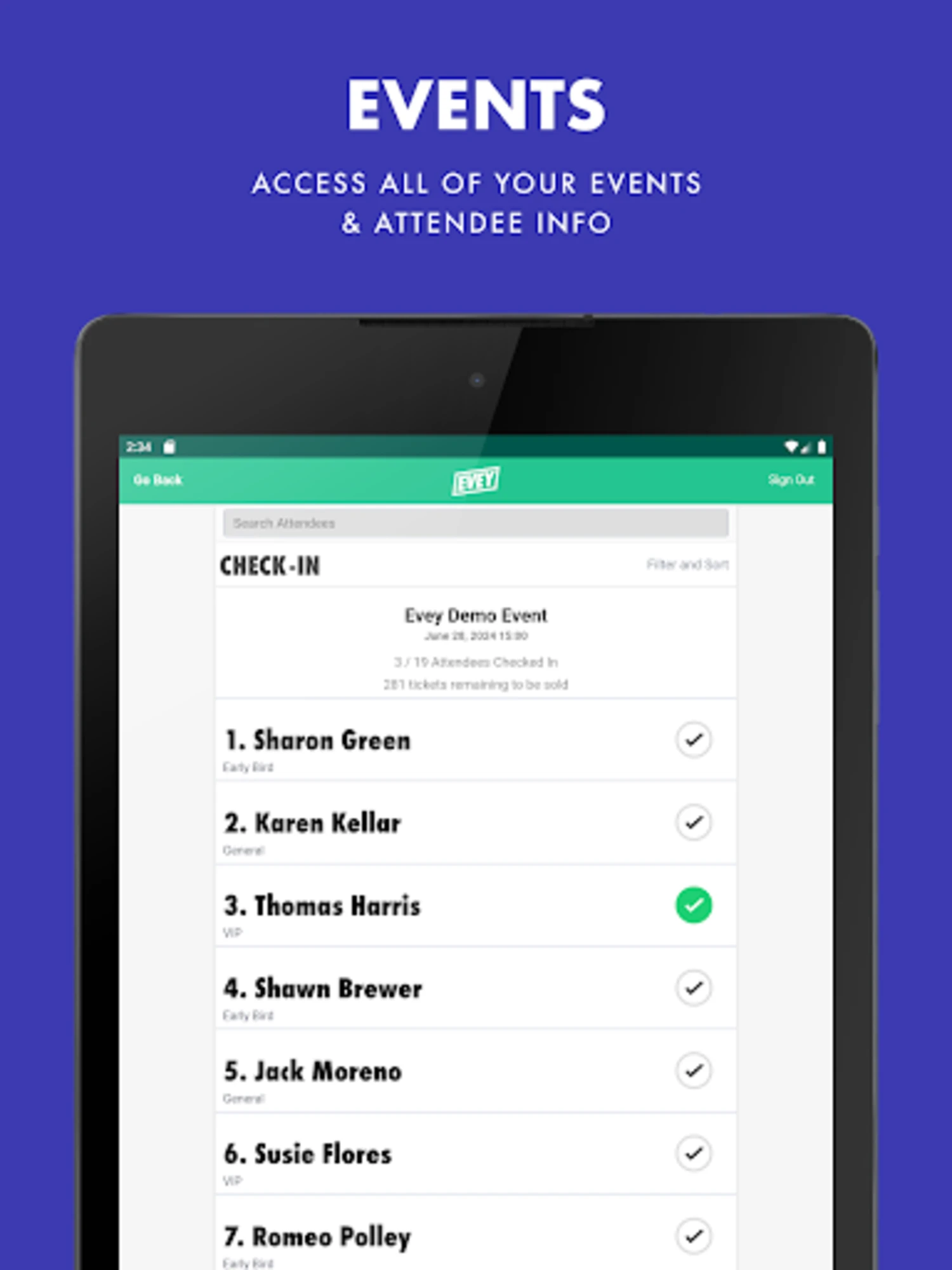Evey Events - Check-In Manager 2.7.5 Old Version For Window screenshot